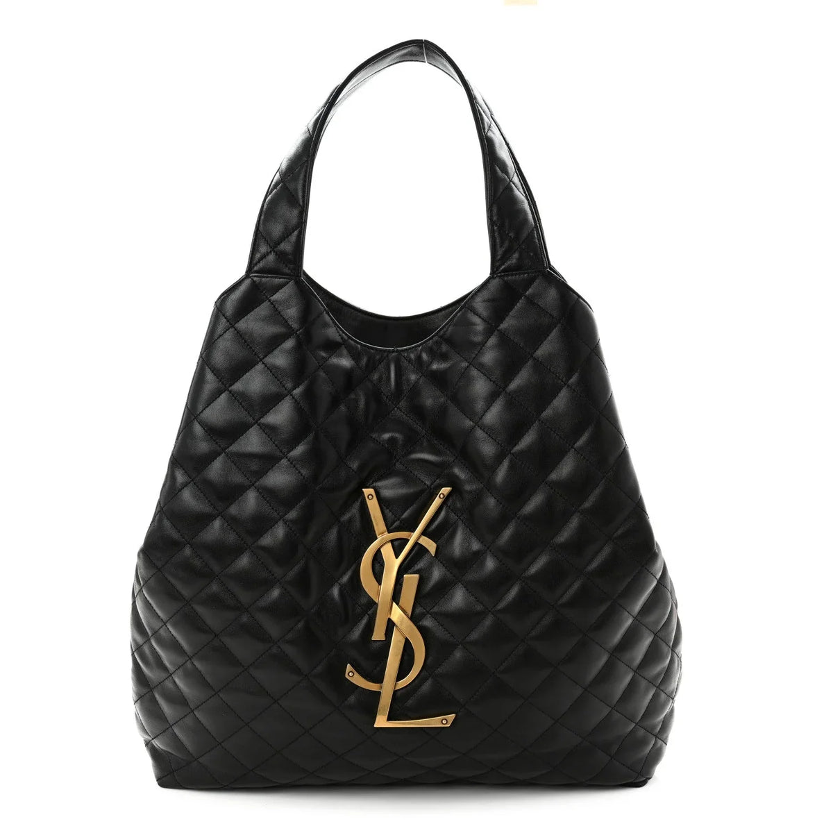 Lambskin Quilted Maxi Icare Shopping Tote Black