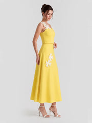 3D Floral Cami Top & Midi Skirt Set