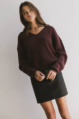 Raychel Knit Sweater in Burgundy FINAL SALE