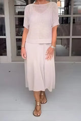 Women's Openwork Knit Two-Piece Set | Refined Airy Summer Set