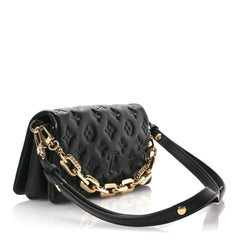 Lambskin Embossed Monogram Pochette Coussin Crossbody Black