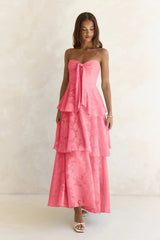 Know Your Heart Strapless Maxi Dress Coral