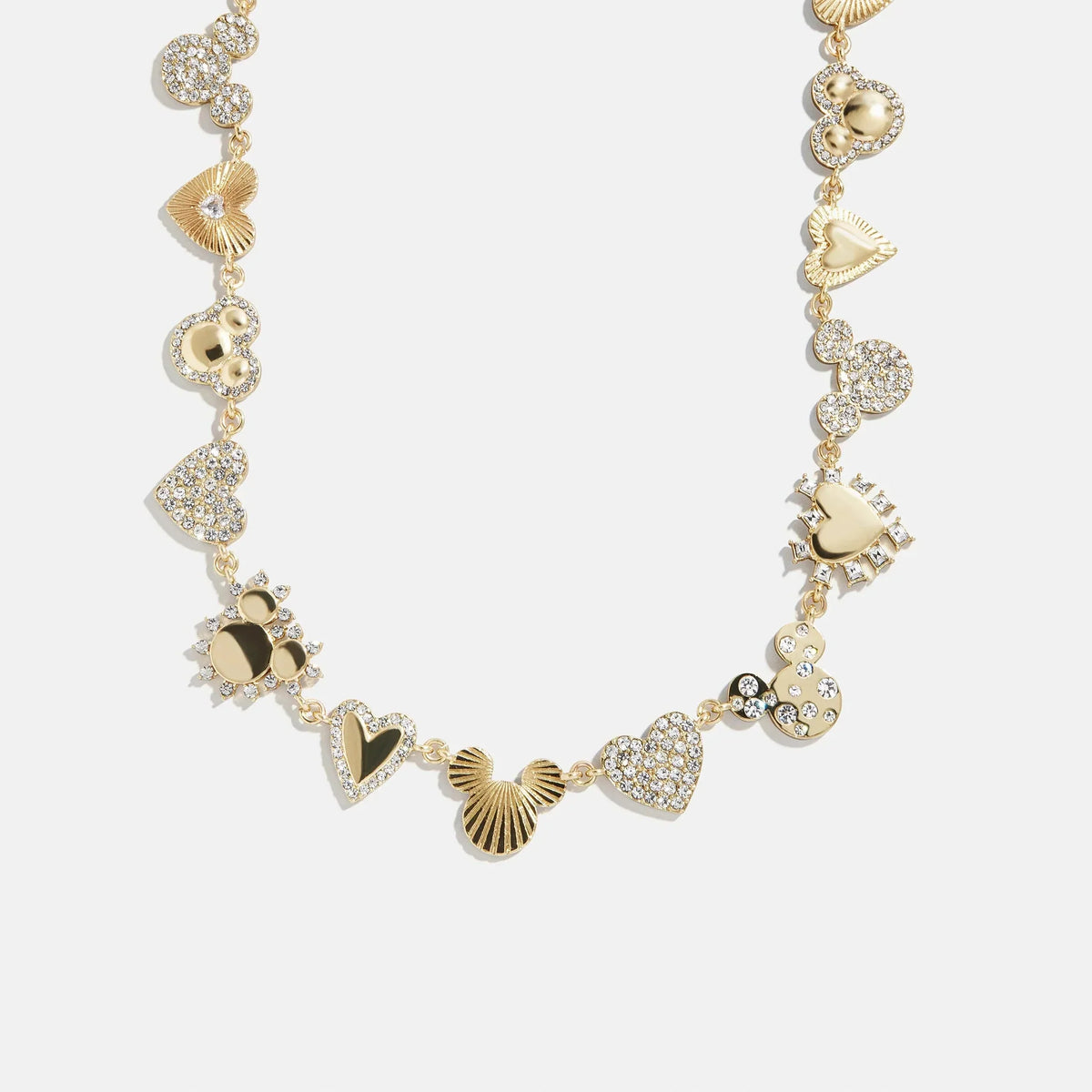 Disney Mickey Mouse Hearts Necklace - Gold/Pavé