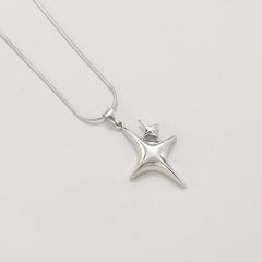 Women's Stainless Steel Star Pendant Necklace Duo | Layered Minimalist Star Necklaces