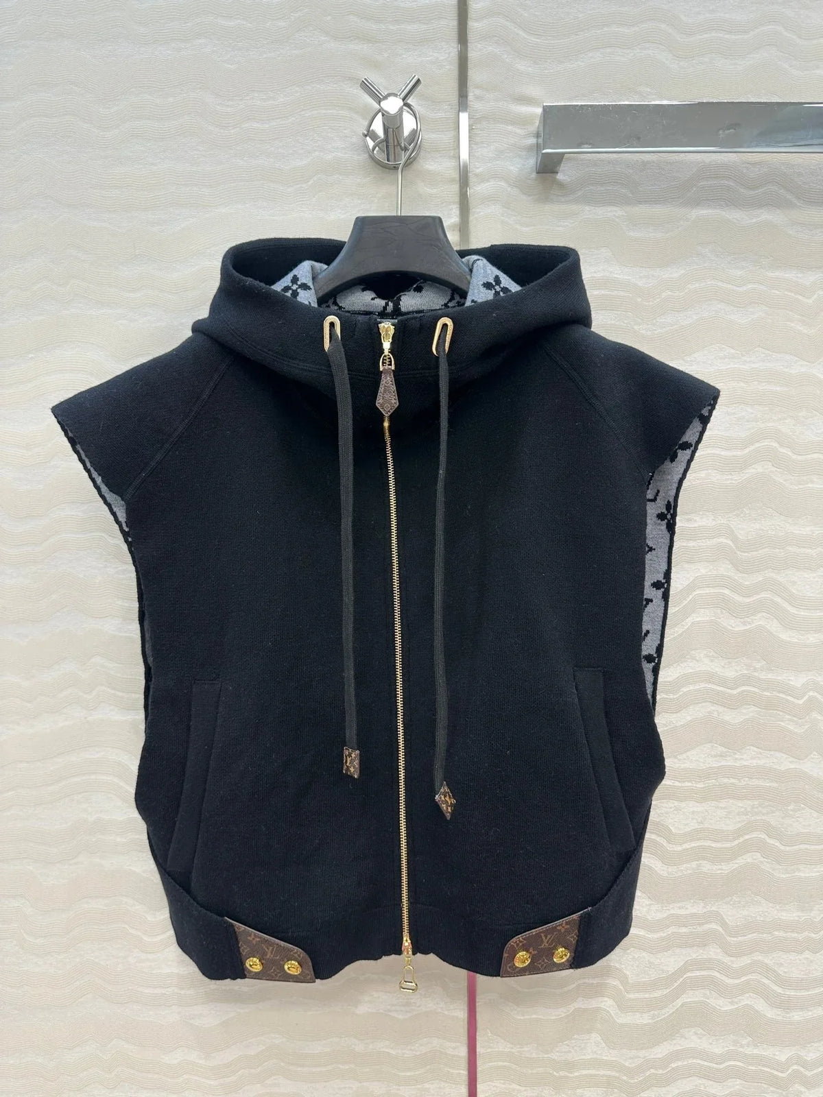 LV 25FW Double Face Open Arm Jacket Black Wool