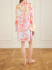 Elsa checked floral-print satin midi dress