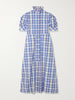 Venetia ruffled checked cotton-blend midi dress