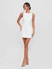 Sleeveless High Neck A-Line Mini Dress