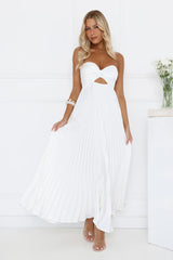 Dance Floor Darling Pleated Strapless Maxi Dress White