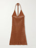 Cece crocheted organic-cotton halterneck midi dress