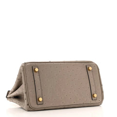 Ostrich Birkin 25 Gris Tourterelle