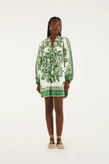 Green Flora Tapestry Mini Dress