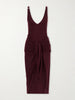Knotted ribbed Lyocell midi dress