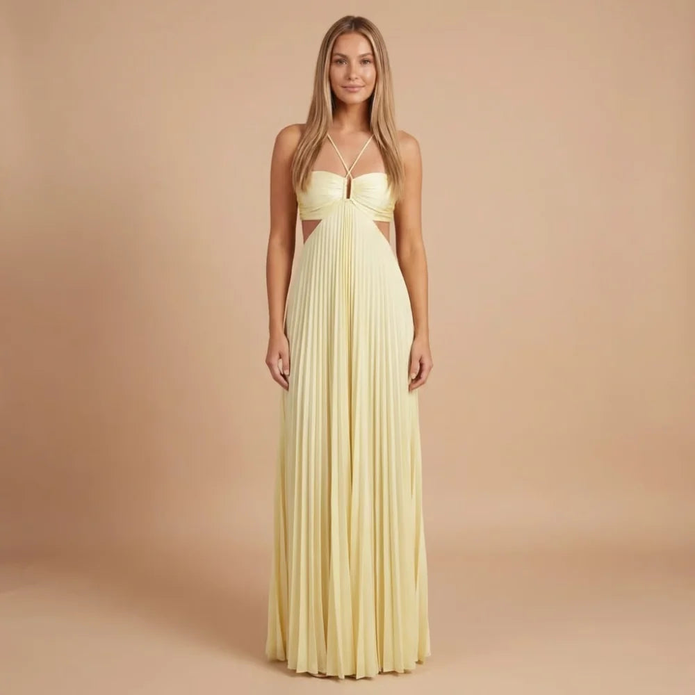 Riley Pleated Halter Maxi Dress