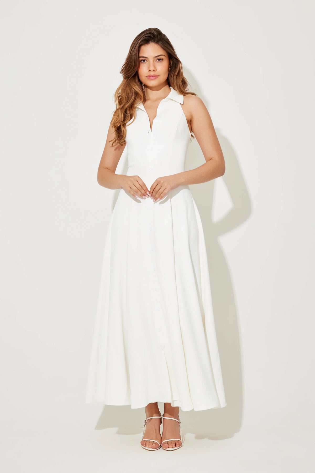 Flowy Collar Maxi Dress