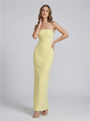 Strapless Crepe Maxi Dress
