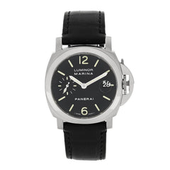 Stainless Steel Alligator 40mm Luminor Marina Automatic Watch Black PAM00048