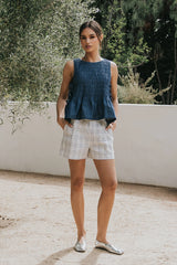 Jeremy Smocked Blouse in Denim