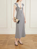 Amari bow-detailed lace-trimmed checked woven midi dress