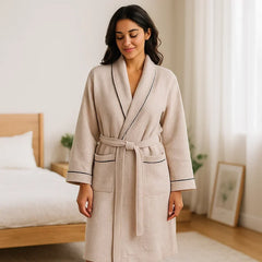 Women's Waffle Cotton Robe | Soft Absorbent Lounge Bathrobe