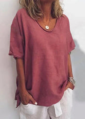 Women's V-Neck Short Sleeve T-Shirt | Relaxed Casual Summer Top