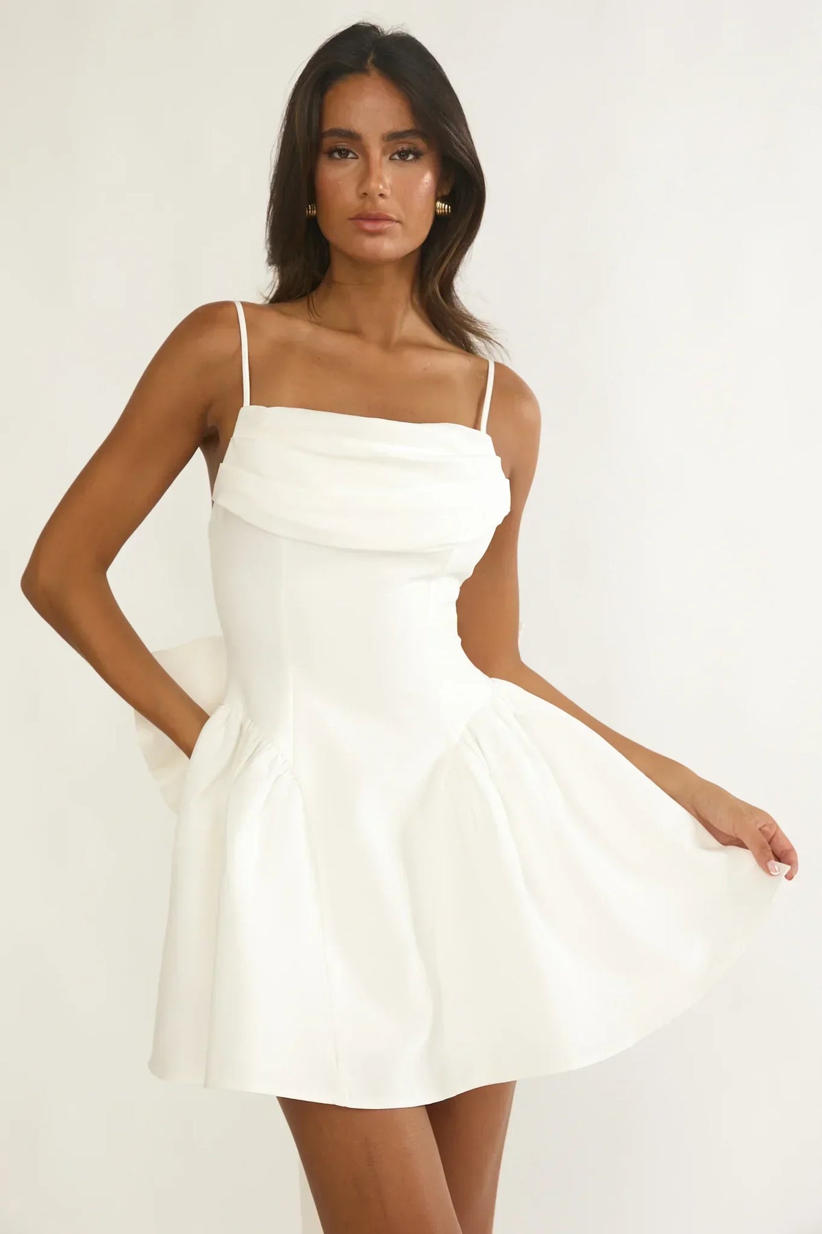 Wilder Oversized Back Bow Mini Dress White