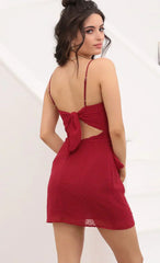 Double Tie Dotted Wrap Dress In Burgundy