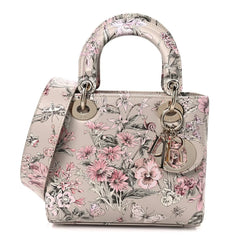 Calfskin Flower Printed Small My ABCDior Lady Dior Pink Multicolor
