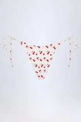 Side-Tie Cheeky Bikini Bottoms in Cherry Print