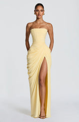 Women's Strapless Maxi Dress | Elegant Corset Slit Evening Maxi Dress