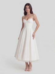 Bustier Stretch Satin Midi Dress