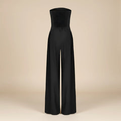 Women’s Strapless Wide-Leg Jumpsuit – Structured Bodice with Elegant Flowing Silhouette