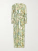 Cut-out floral-print silk-blend lamé midi dress