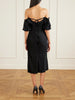 Off-the-shoulder draped satin midi dress