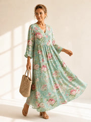 Women's Printed Chiffon Dress | Breezy Summer Midi Dress