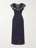Bethea crochet-trimmed polka-dot crepe midi dress