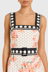 Lena Skort Romper in Hibiscus Dot