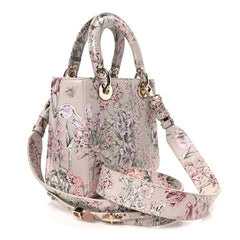 Calfskin Flower Printed Small My ABCDior Lady Dior Pink Multicolor