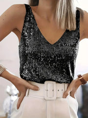 Women's Sequin Sleeveless Top | Shimmering Elegant Top