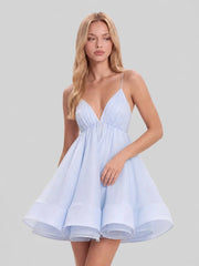 Deep V-Neck Spaghetti Strap Mini Dress
