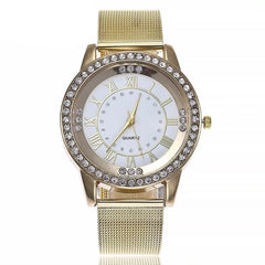 Women's Quartz Mesh-Band Watch | Elegant Roman Numeral Timepiece