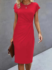 Women's Ruched Bodycon Midi Dress | Elegant Flattering Evening Dress