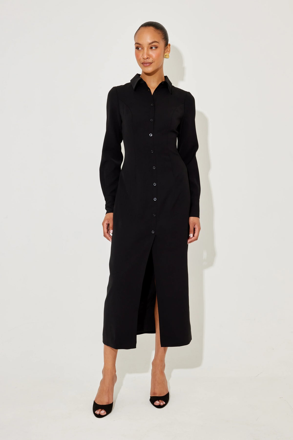 Long Sleeve Collar Maxi Dress