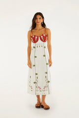 Off-White Tulip Richelieu Embroidered Midi Dress