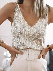Women's Sequin Sleeveless Top | Shimmering Elegant Top