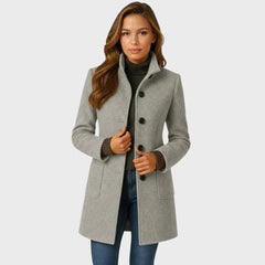 Women's Wool-Blend Long Coat | Structured Warm Outerwear
