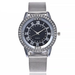 Women's Quartz Mesh-Band Watch | Elegant Roman Numeral Timepiece