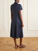 Belted pleated satin midi dress