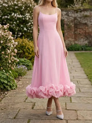 Women's Ruffle Midi Dress | Elegant Flowing Evening Dress