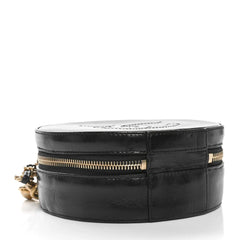 Glazed Calfskin Round As Earth Evening Bag Black